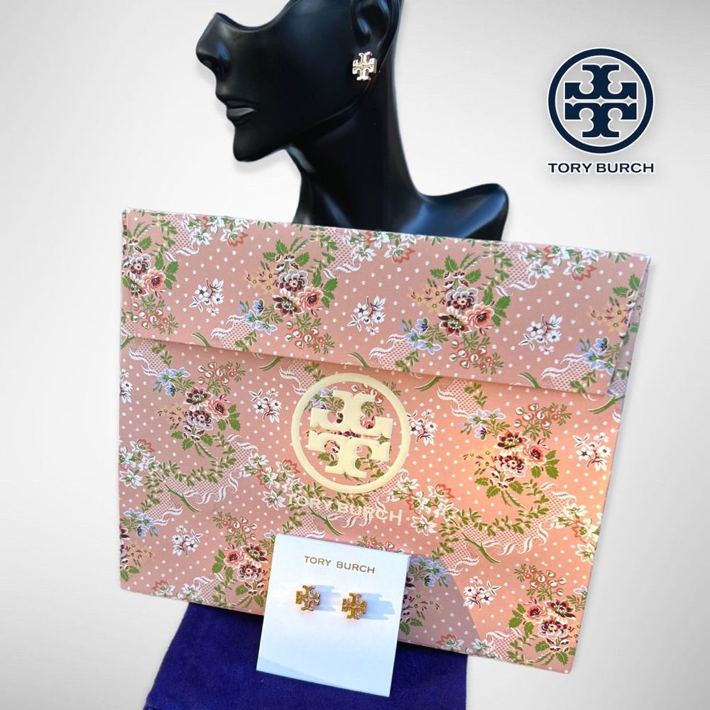 New Tory Burch 18k Rose Gold Plated Kira Stud Earrings in Rose Gold $78 - Picture 7 of 13